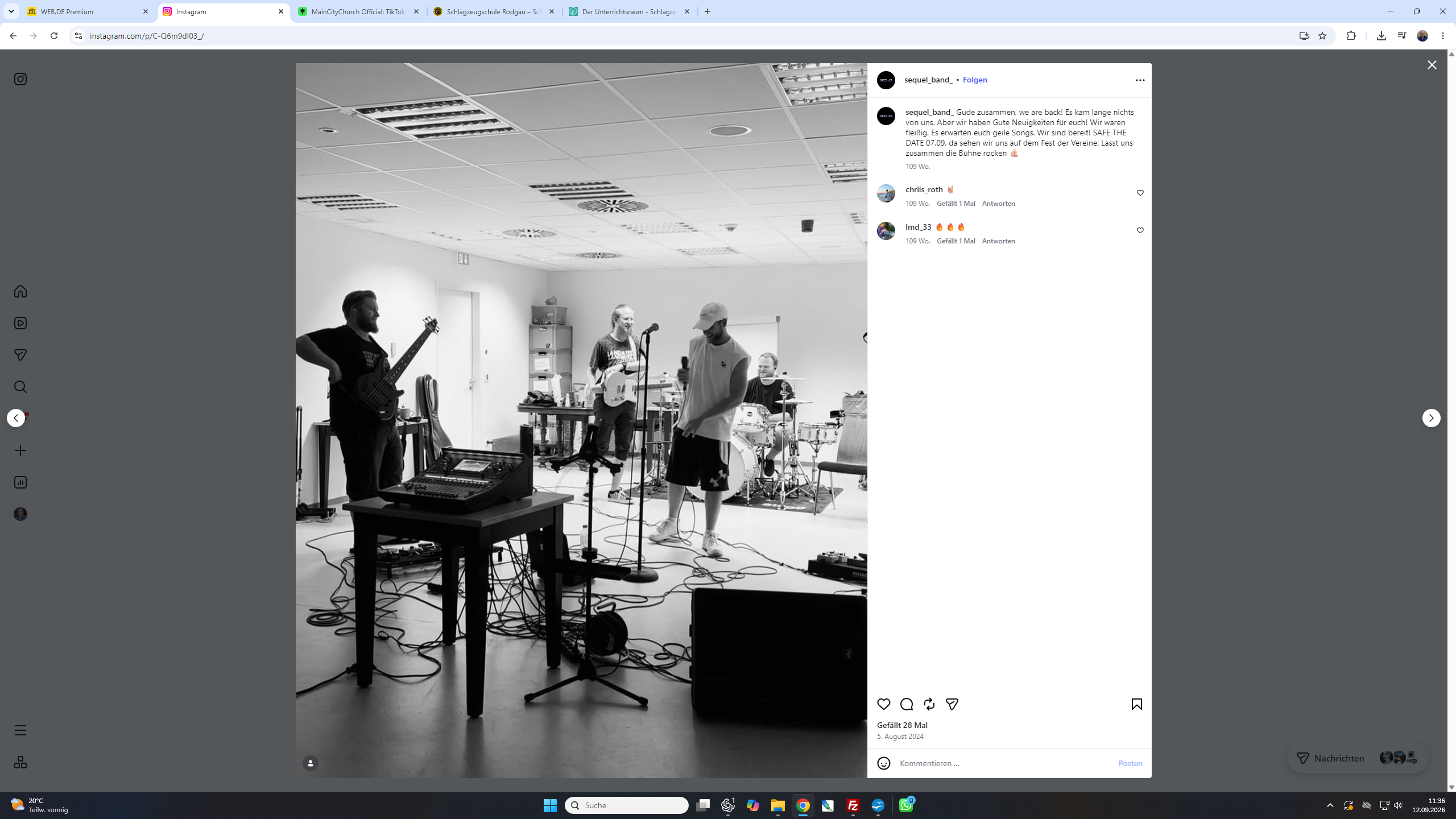 Sequel bei einer gemeinsamen Bandprobe