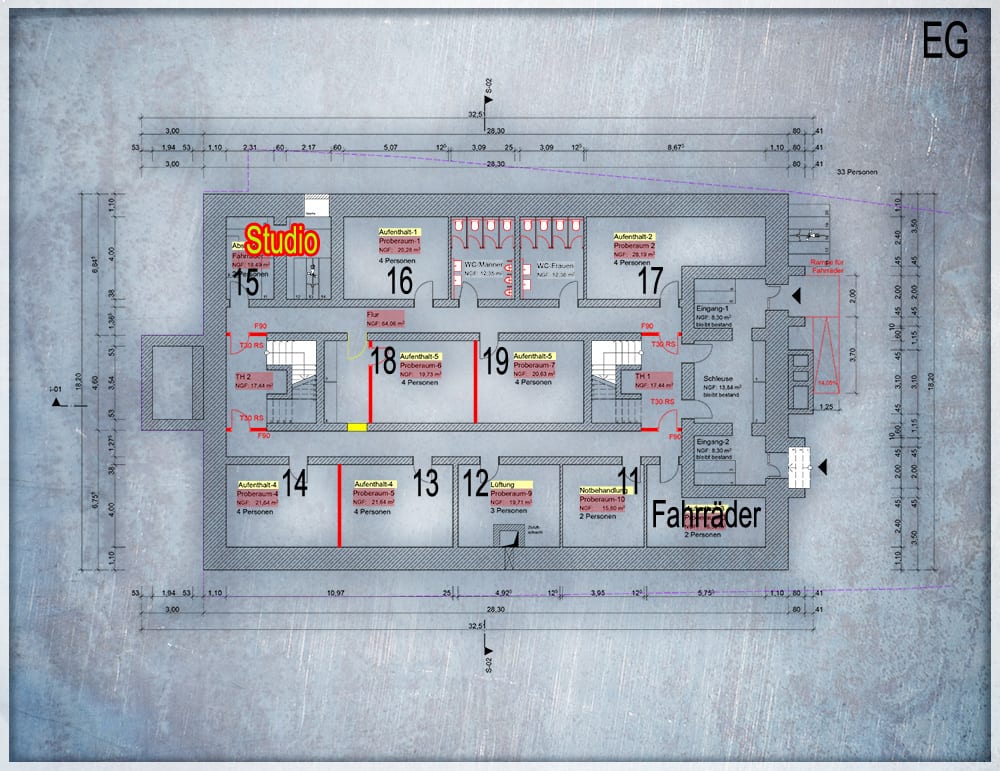 Erdgeschoss-Plan des Musikerzentrum Rodgau