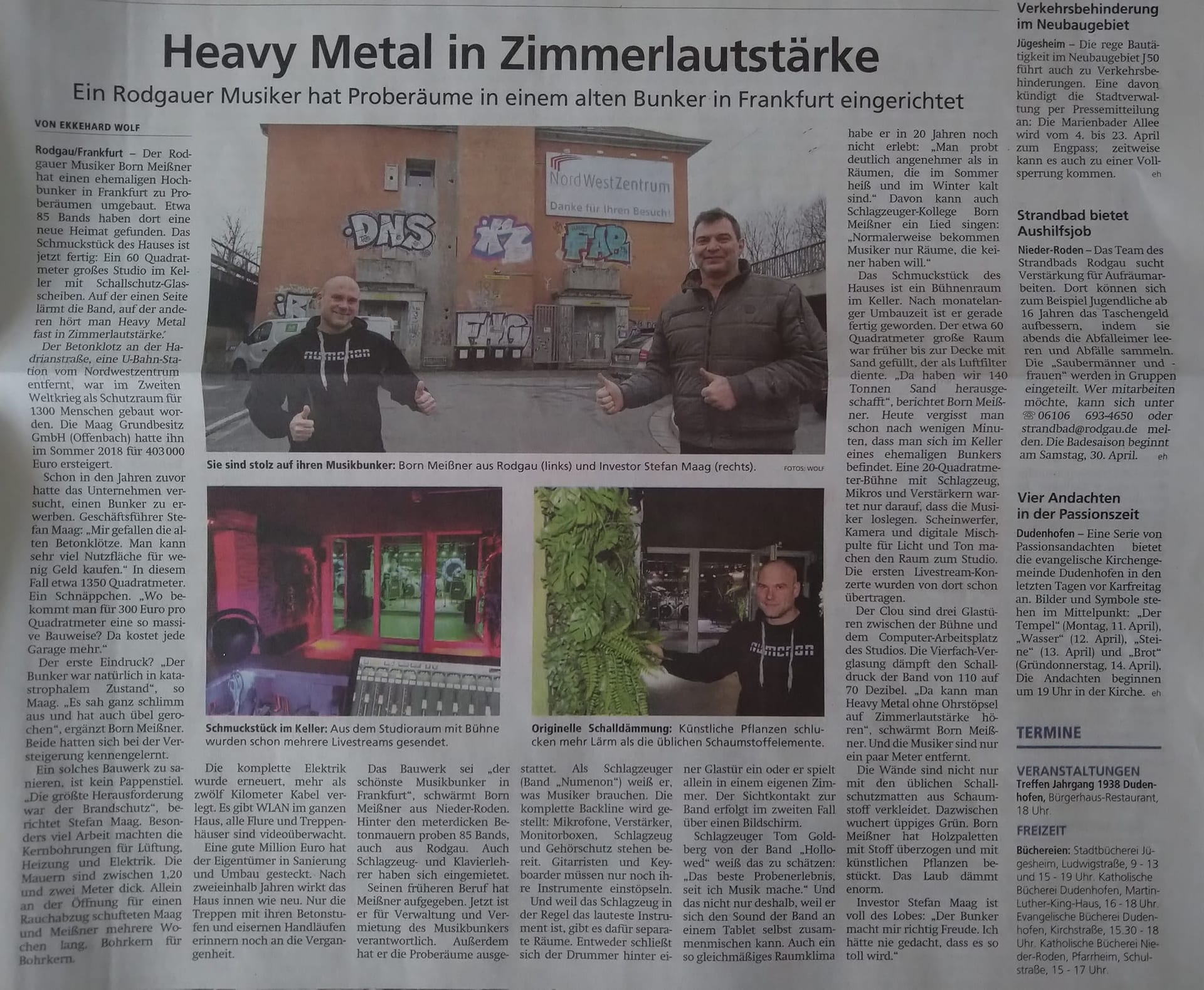 Offenbach Post vom 31.03.2022 – News-Grafik aus dem Musikerzentrum-Archiv