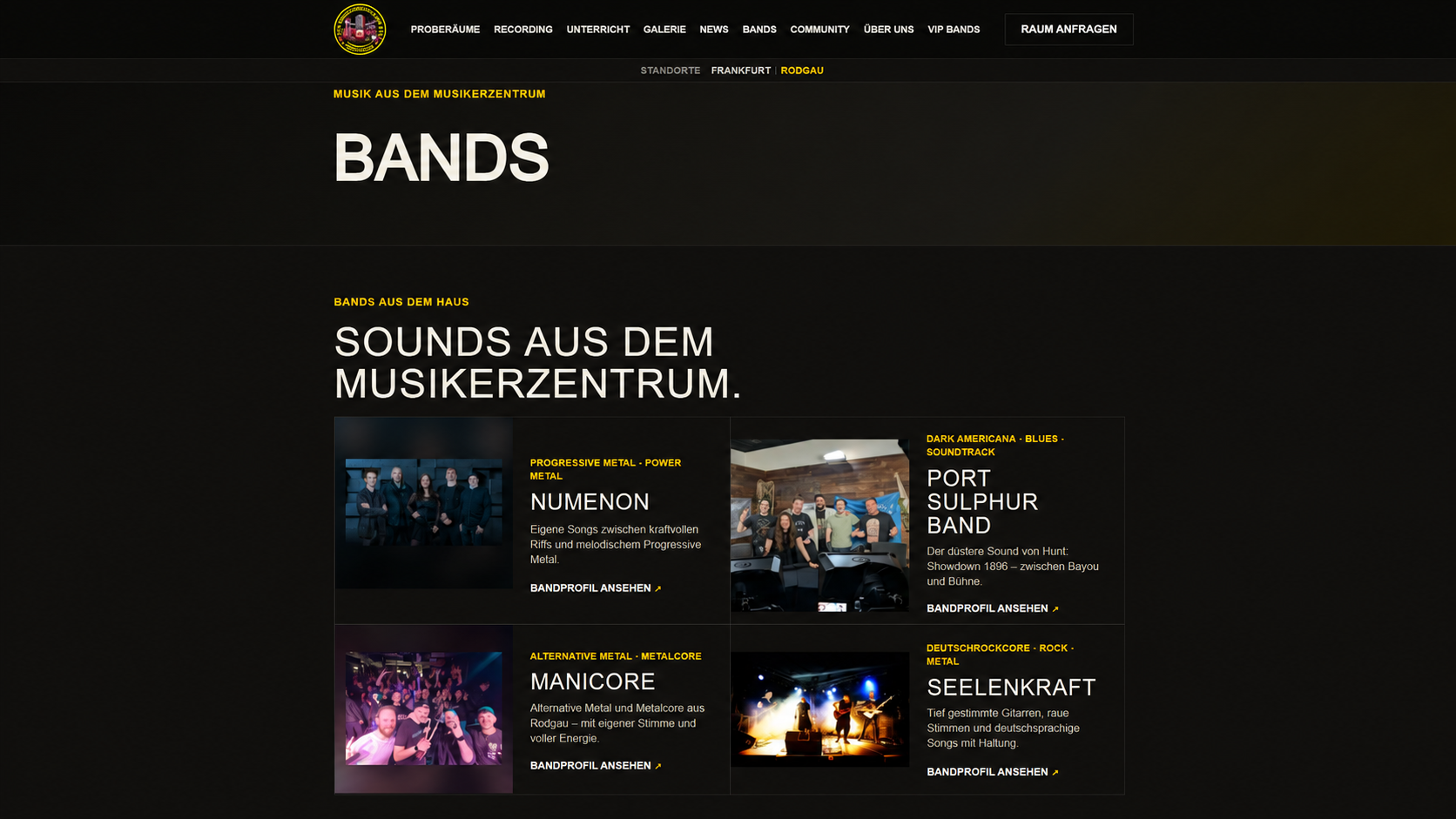 Bandübersicht im Musikerzentrum Rodgau