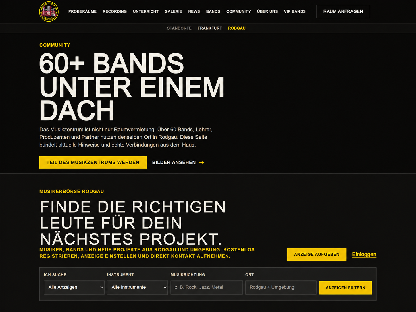Communitybereich und Musikerbörse im Musikerzentrum Rodgau