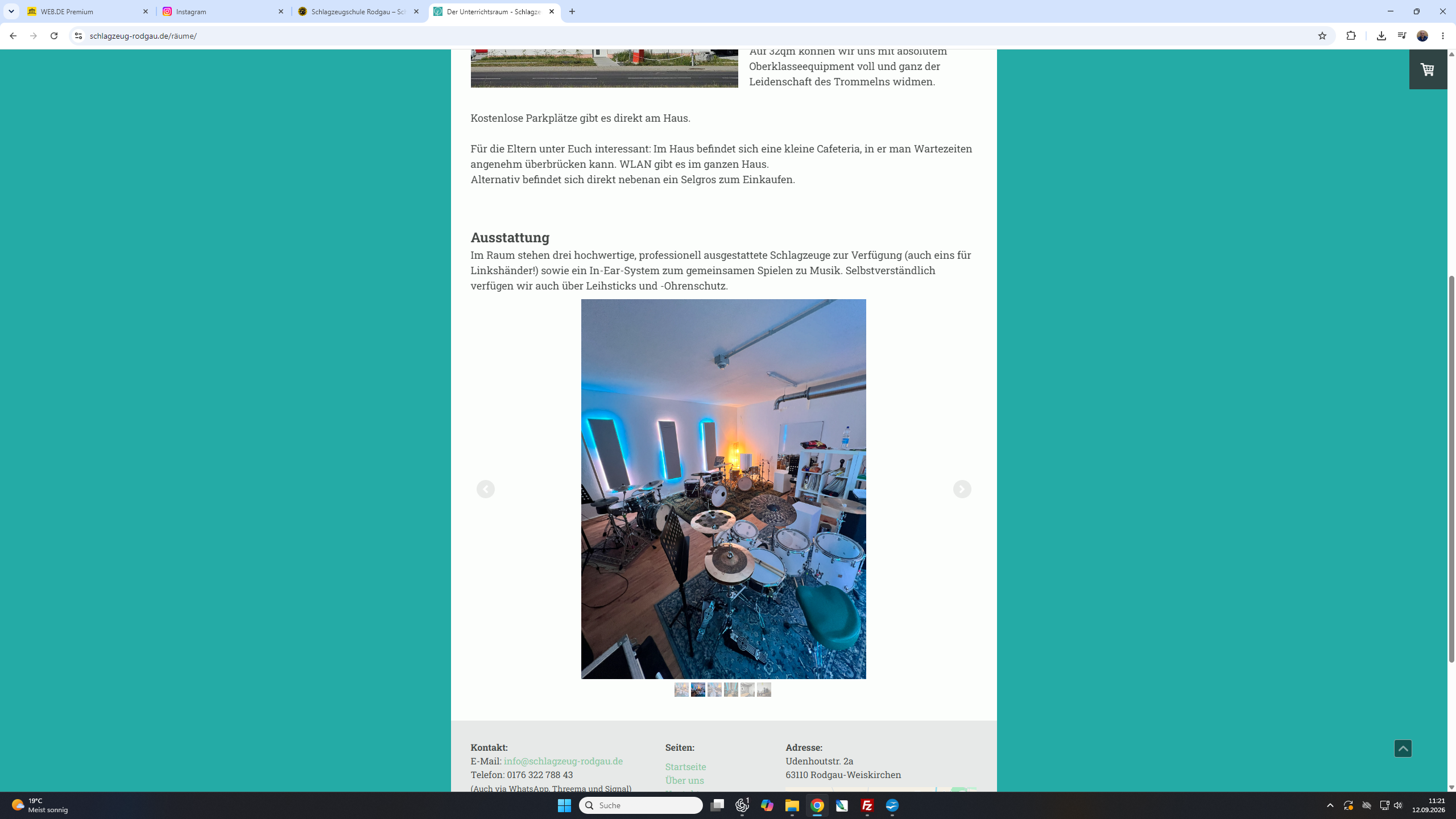 Schlagzeugschule Rodgau – Blick in den Unterrichtsraum